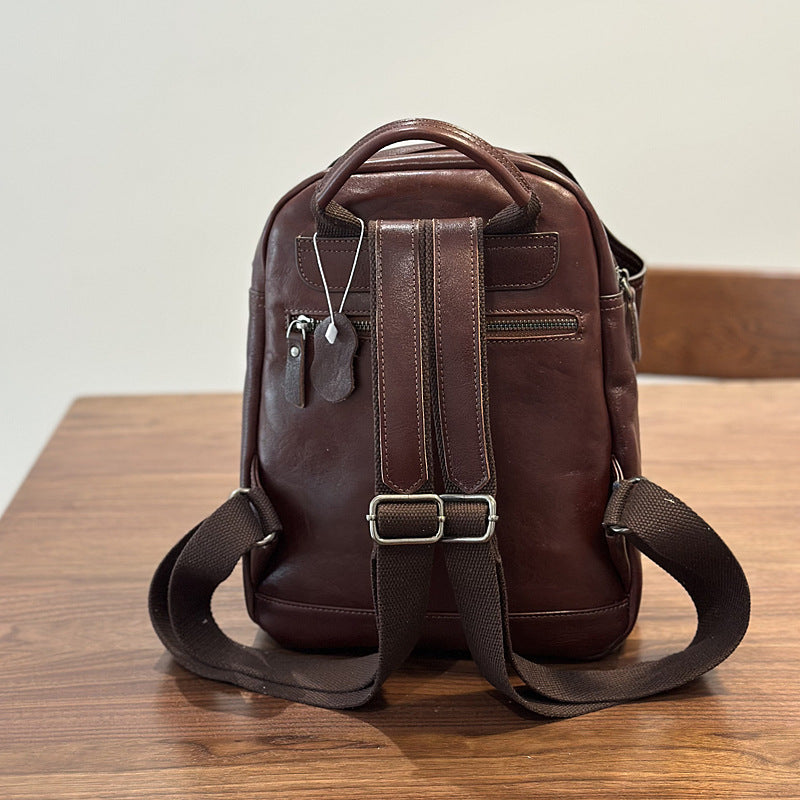Genuine Top-Grain Leather Backpack – Stylish & Spacious Travel-brown-Free Shipping Leatheretro