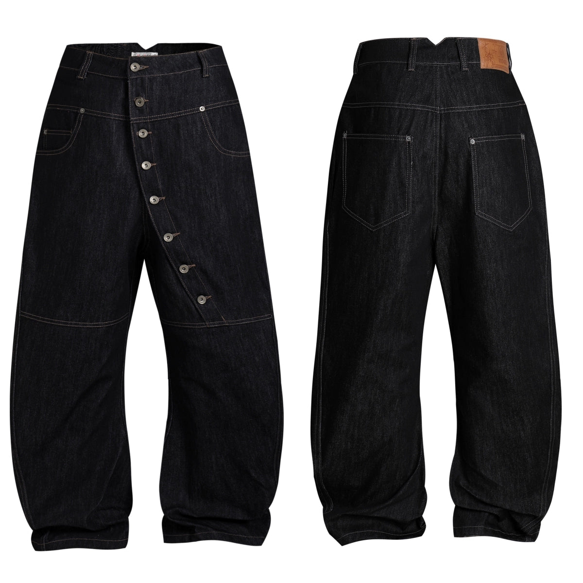 DND4DES Baggy Jeans with Curved Button Fly and Retro Wash-A-XS-Free Shipping Leatheretro