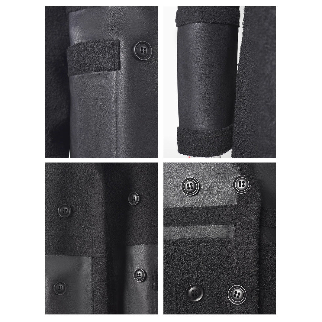 Women's Mid-Long PU Leather Jacket-Black-S 50-57kg-Free Shipping Leatheretro