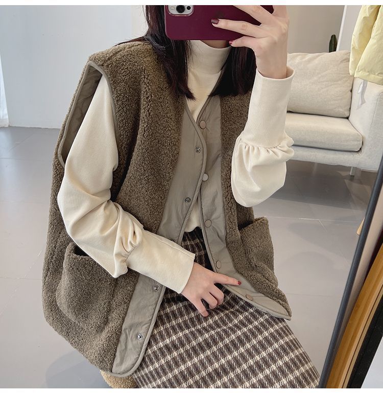 Fashion Women Fleece Warm Vest-Vests-Coffee-S-Free Shipping Leatheretro