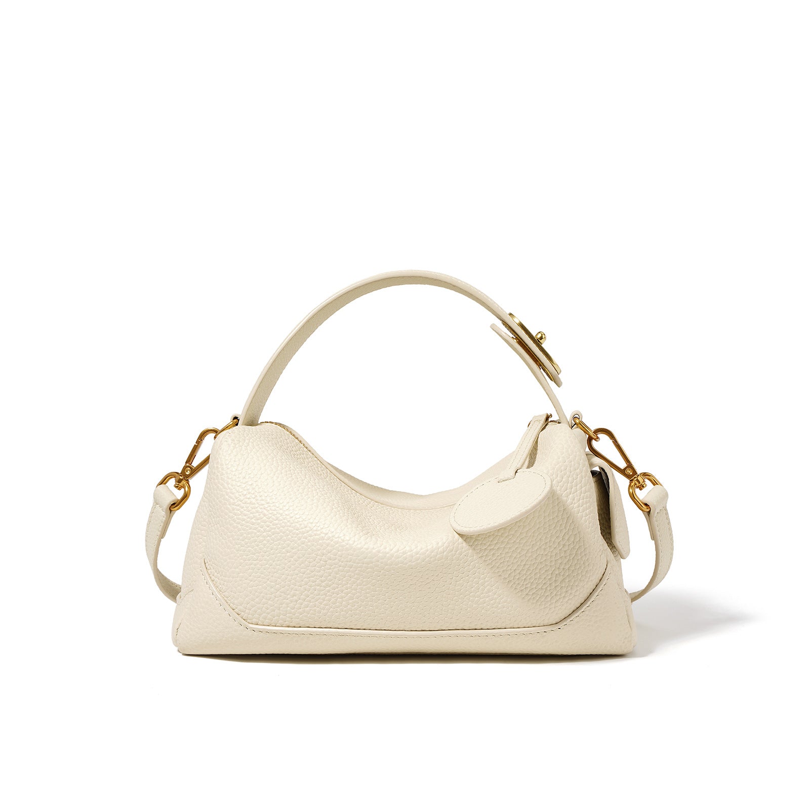 Women's Top-Grain Leather Boston Pillow Bag-crossbody bags-Milkshake White-Free Shipping Leatheretro