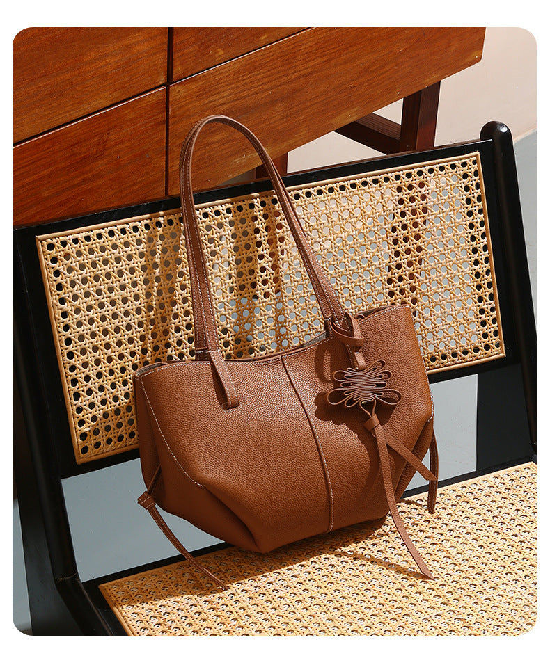 Women's Genuine Leather Tote Bag-Shoulder Bags-black-Free Shipping Leatheretro