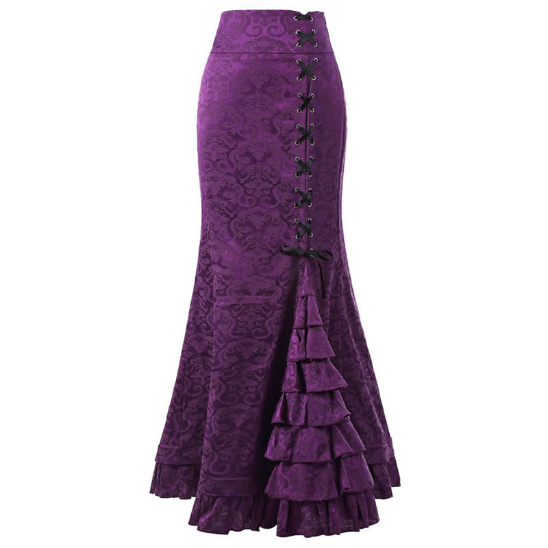 Designed Gothic Style Mermaid Skirts-Skirts-Purple-S-Free Shipping Leatheretro