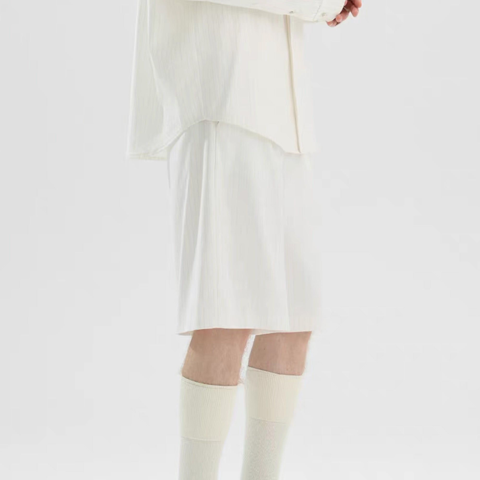 TIWILLTANG Straight-Leg Pinstripe Knee-Length Shorts White/Pink-Shorts-S-Pink-Free Shipping Leatheretro
