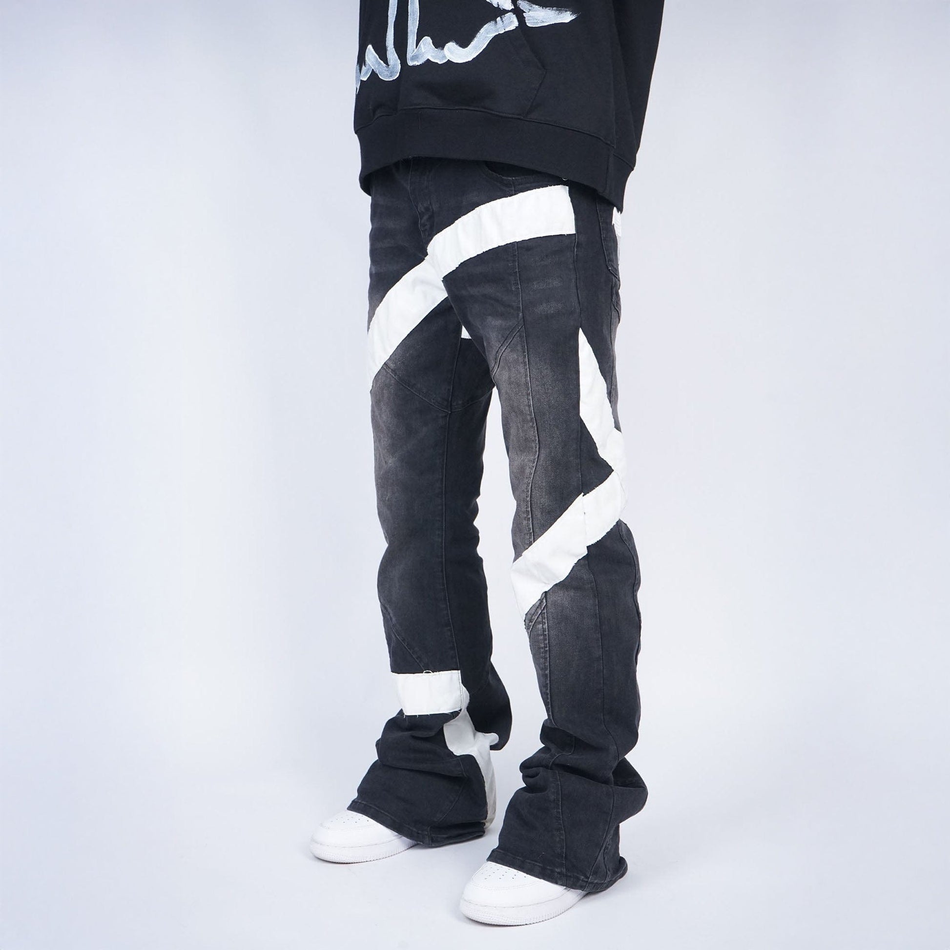 VINKID Infinite Cross Panel Embroidered Jeans-Jeans-S-Free Shipping Leatheretro