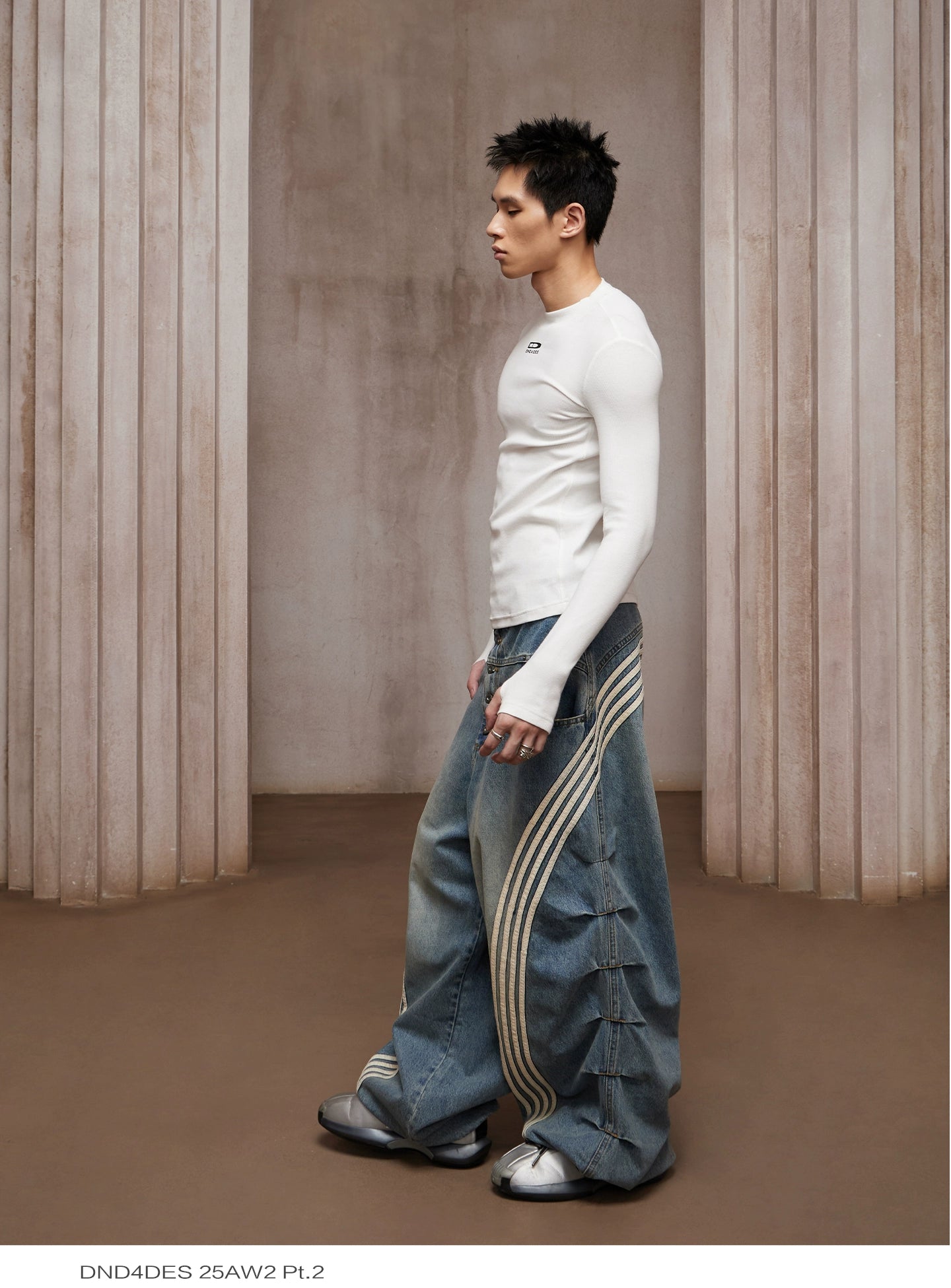 DND4DES Men's Long Sleeve T-Shirt - Ribbed Stretch Fit-Black-S-Free Shipping Leatheretro