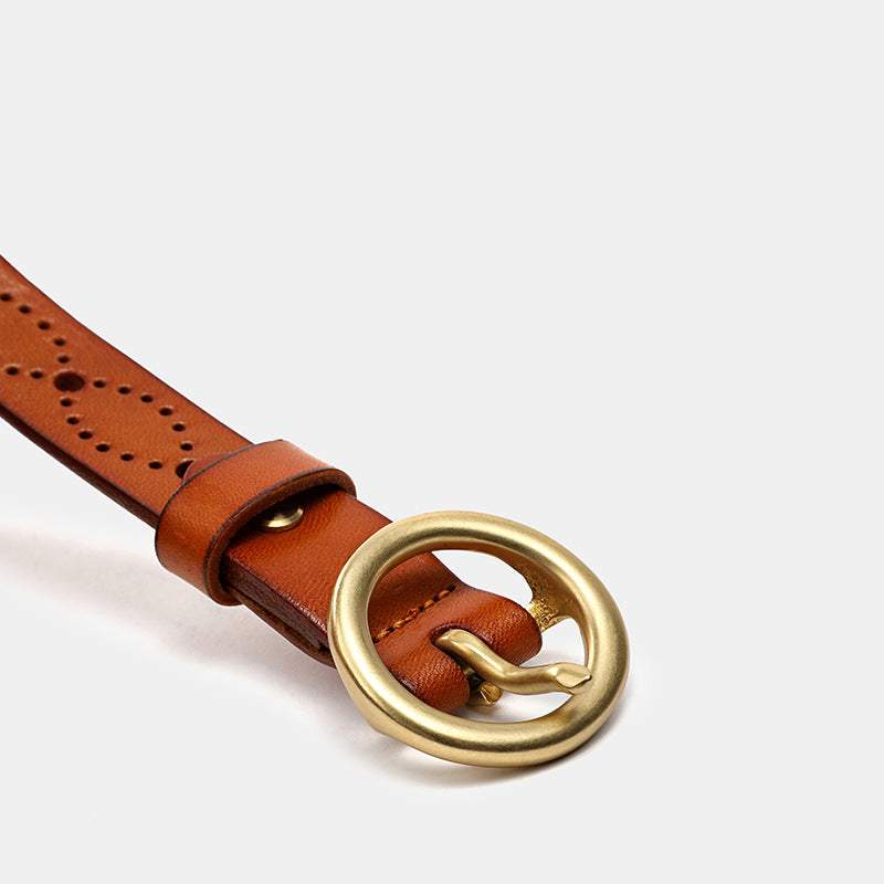 Women's Genuine Leather Belt-Green-105-125-Free Shipping Leatheretro