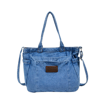 Denim Tote Bag for Women-Canvas Bag-Dark Blue-Free Shipping Leatheretro