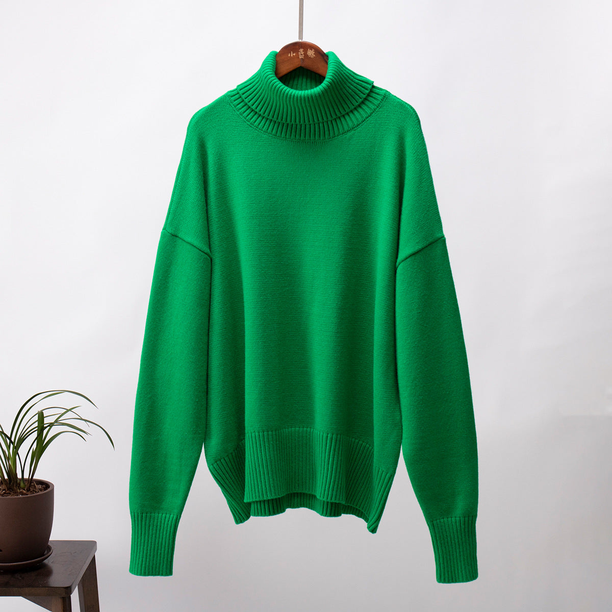 Classical High Neck Knitted Pullover Sweaters-Sweater&Hoodies-Green-1-S-Free Shipping Leatheretro