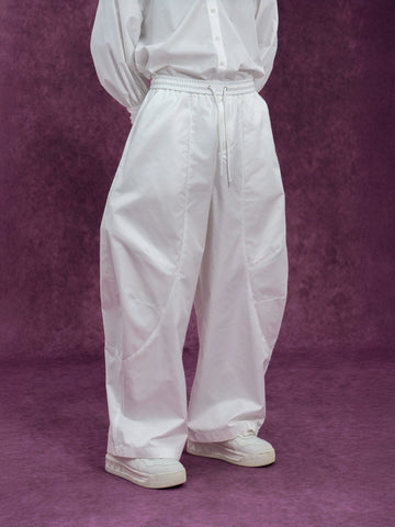 CLP Men's Wide Leg Cargo Joggers-White-M-Free Shipping Leatheretro