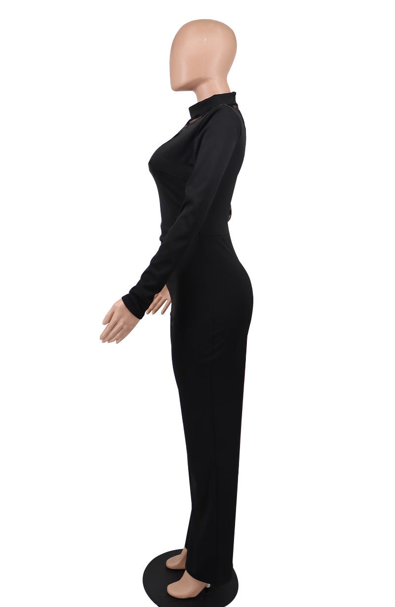 Causal Women Black Fall Jumpsuits-Suits-Black-S-Free Shipping Leatheretro