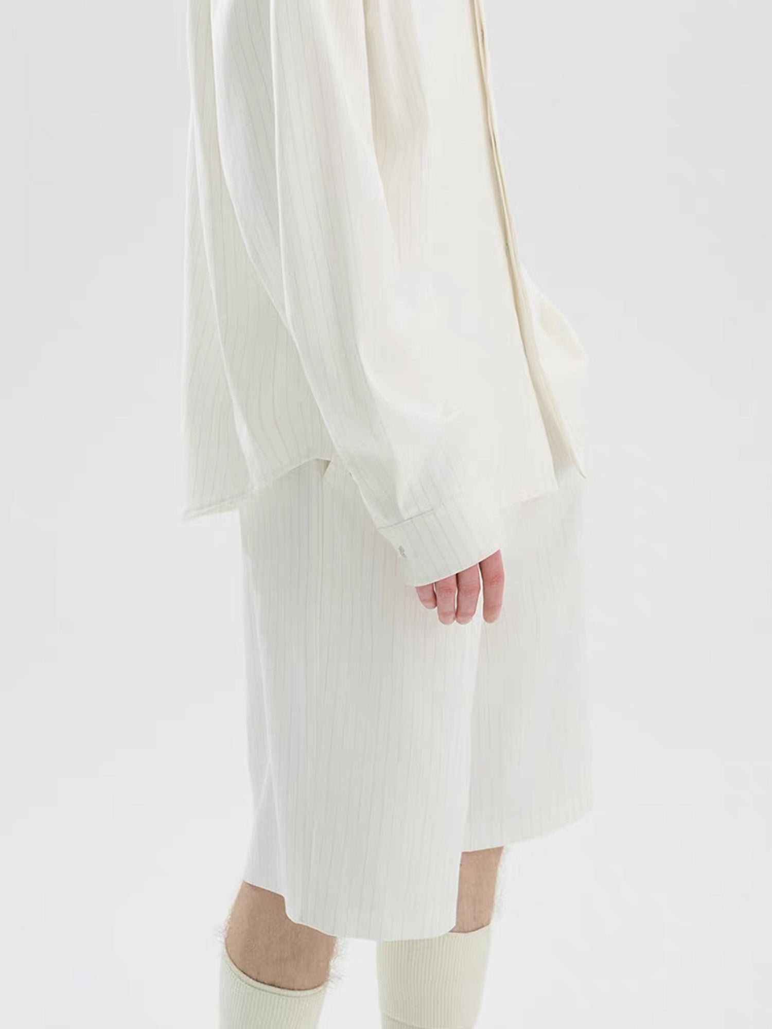 TIWILLTANG Straight-Leg Pinstripe Knee-Length Shorts White/Pink-Shorts-S-Pink-Free Shipping Leatheretro