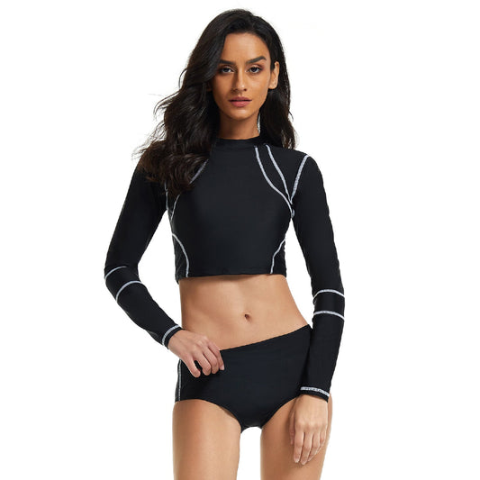 Sexy Women Long Sleeves Surfing Wetsuits-Swimwear-Black-S-Free Shipping Leatheretro