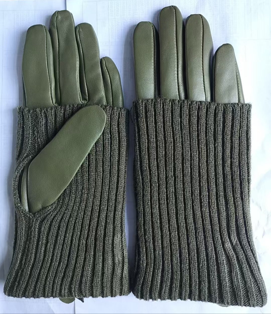 Women's Winter Warm Fleece Lined Leather Glove-Green-M-Free Shipping Leatheretro