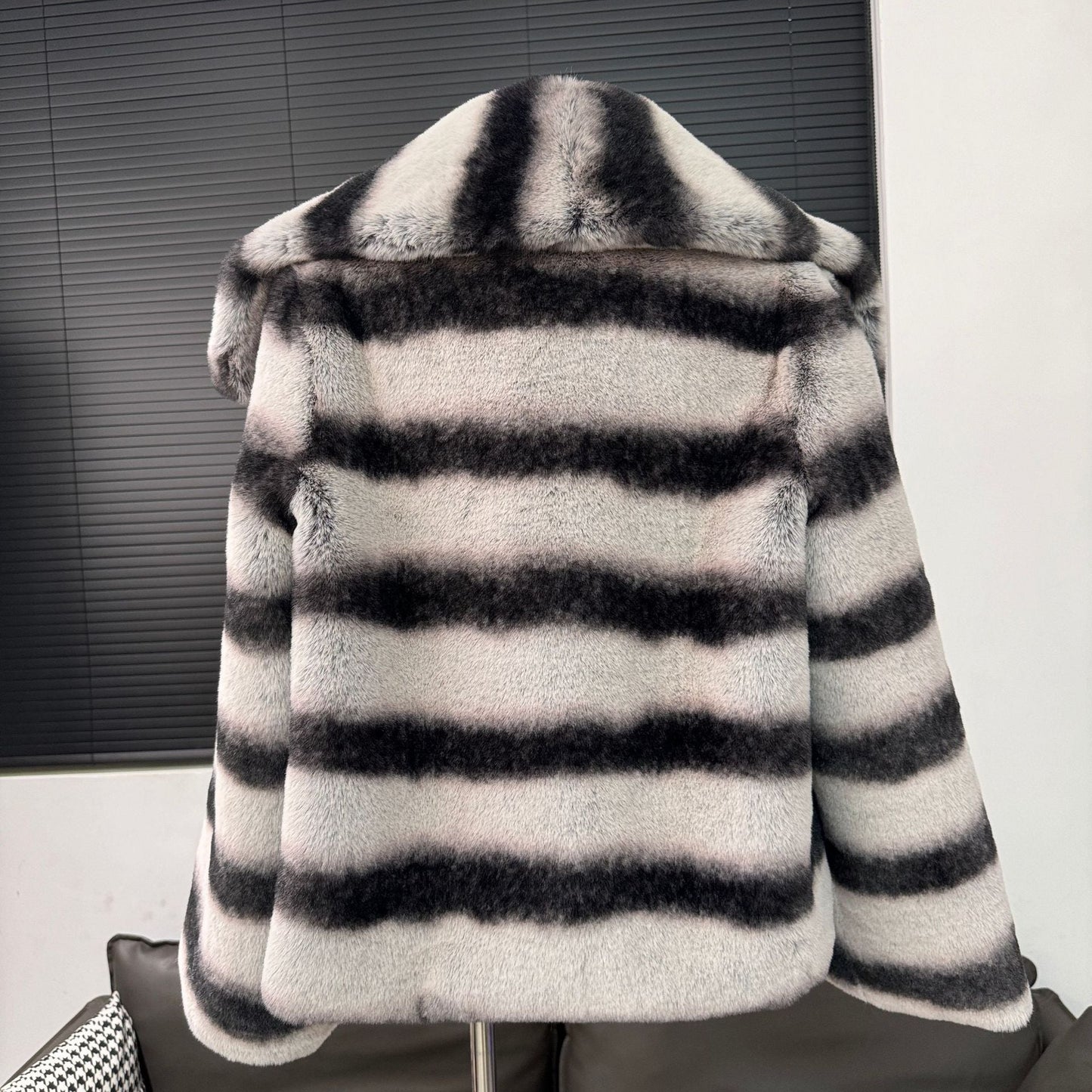 Fashion Faux Rex Rabbit Fur Warm Winter Overcoats-Coats & Jackets-The same as picture-M Under 60kg-Free Shipping Leatheretro