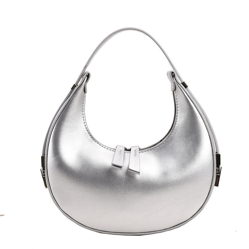 Fashion Moon Shaped Women Handbags-Handbags-Silver-Free Shipping Leatheretro