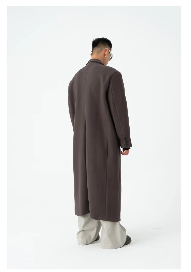 CLP Men's Oversized Wool Trench Coat-Coats & Jackets-Black-M-Free Shipping Leatheretro