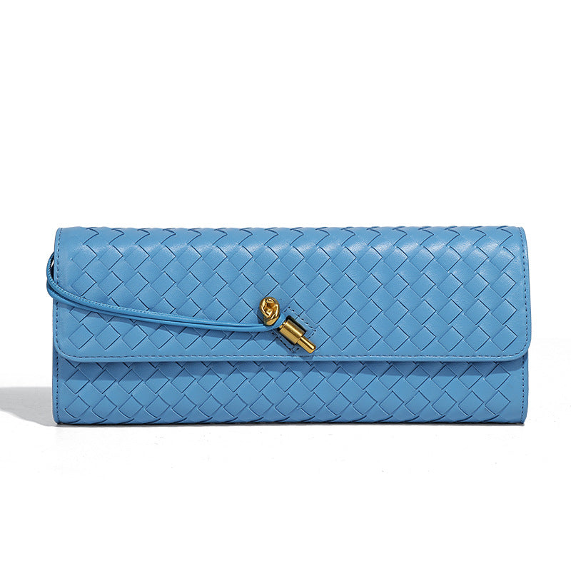 Woven Single-Shoulder Faux Leather Baguette Bag – Stylish & Versatile Crossbody Clutch for Women-Baguette Bag-B1893 #black-Free Shipping Leatheretro