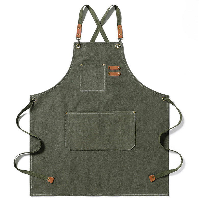 Heavy-Duty Canvas Apron – BBQ, Nail Salon, Kitchen Workwear, Home & Commercial Use-Canvas Aprons-Off-white.-Free Shipping Leatheretro