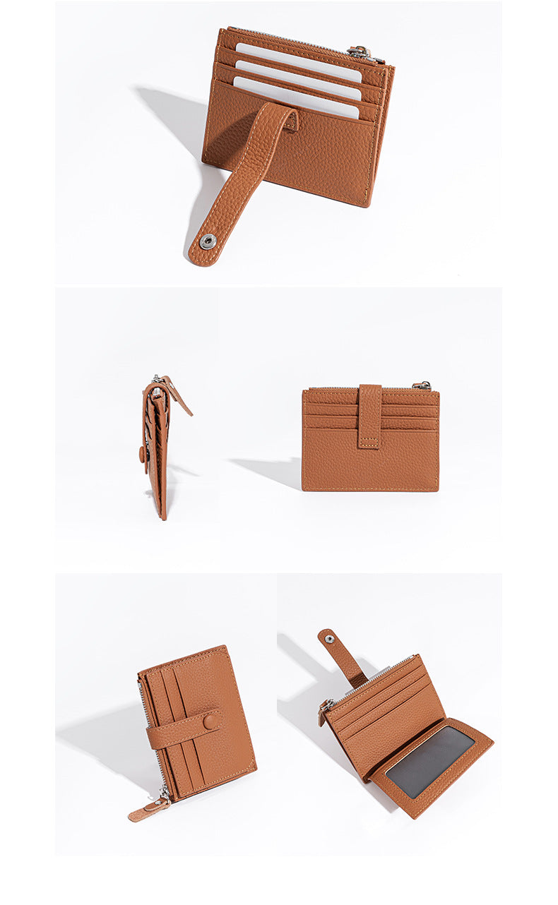 Multi-Pocket Zipper Leather Card Holder-Leather Card holder-Brown-Free Shipping Leatheretro