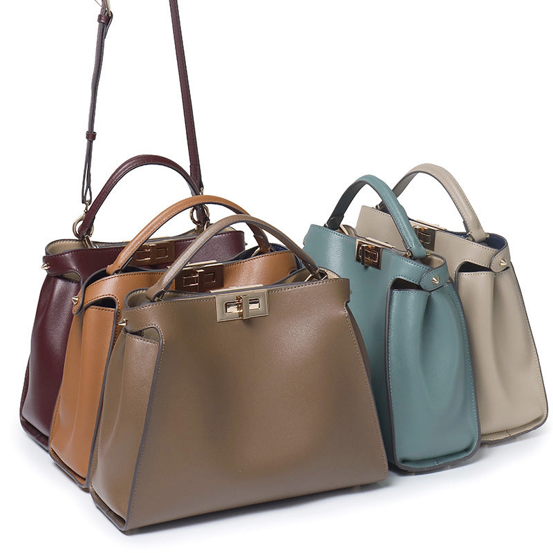 Genuine Leather Large Women’s Crossbody & Handbag-Handbags-Black King Size 39-Free Shipping Leatheretro