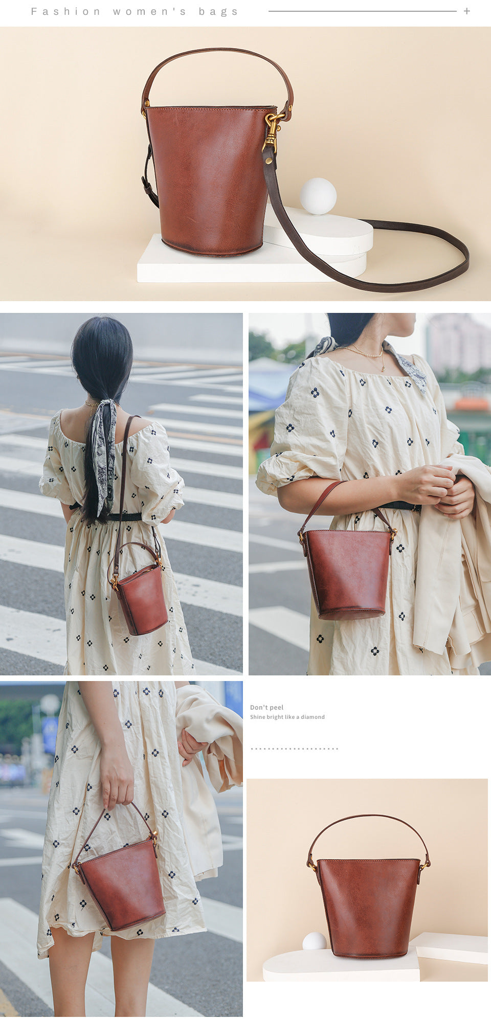 Vegetable-Tanned Leather Bag, Phone Bags-Handbags-Black-Free Shipping Leatheretro