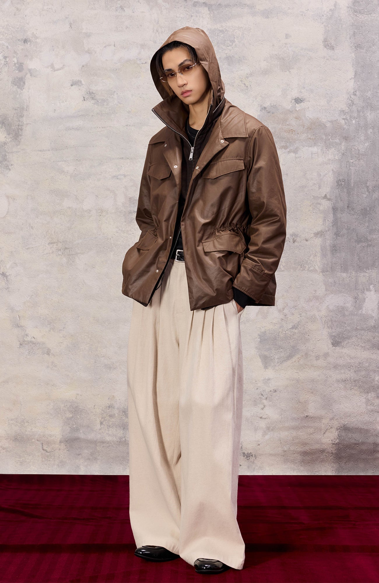 ALVNG AR ANTS Faux Layered Waist-Cinched Jacket-Jacket-S (Preorder)-Free Shipping Leatheretro