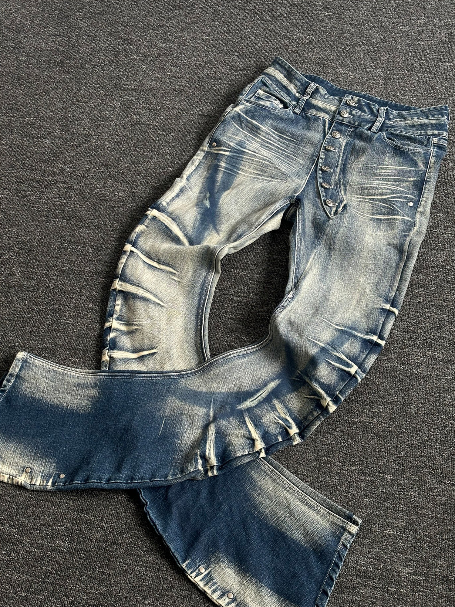 PAIKI Sword Slash Washed Curved Jeans-Jeans-S / 31"-Black (Preorder)-Free Shipping Leatheretro