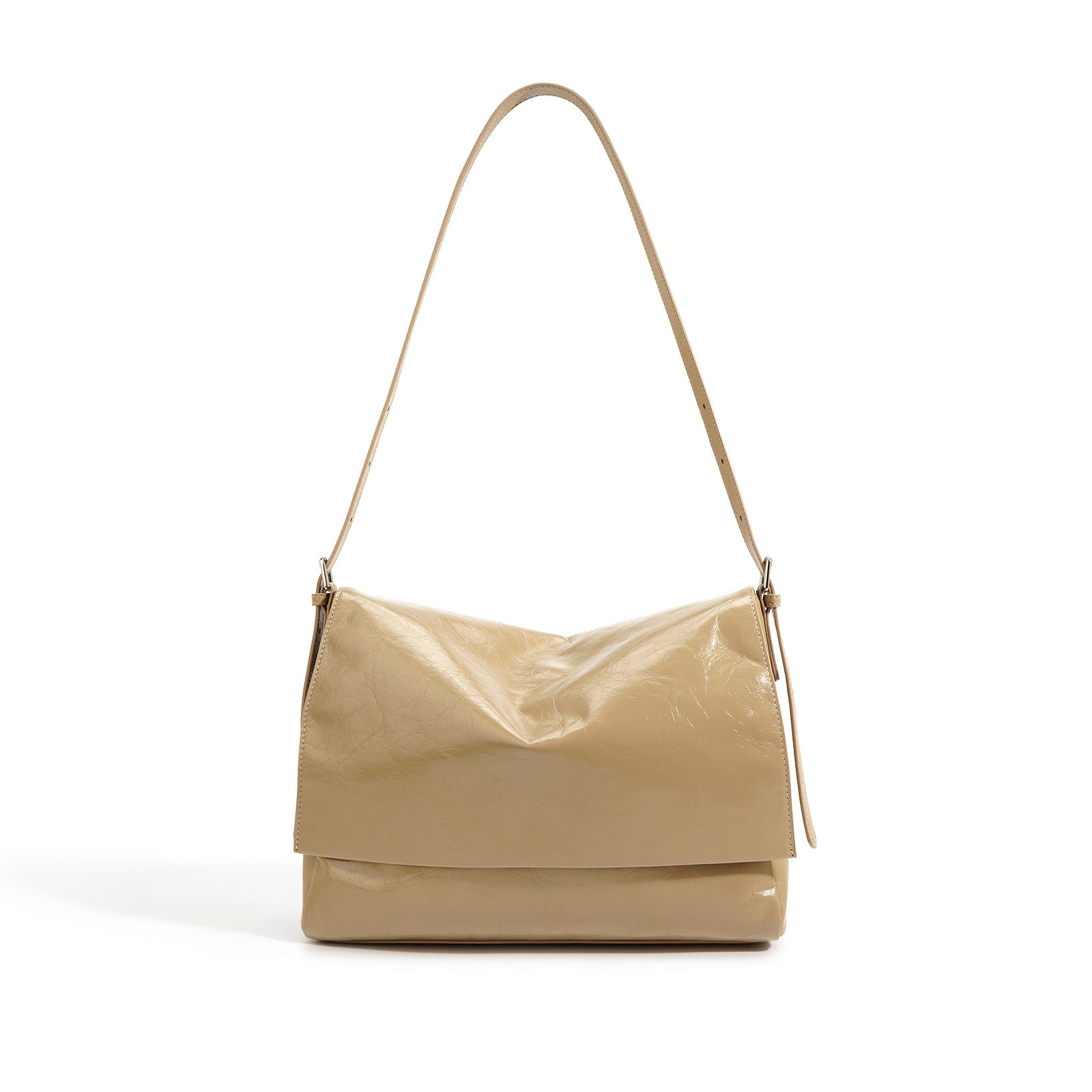 Retro Small Square Bag – Waxed Leather Shoulder Tote, Shiny Crossbody Bag-crossbody bags-black-Free Shipping Leatheretro