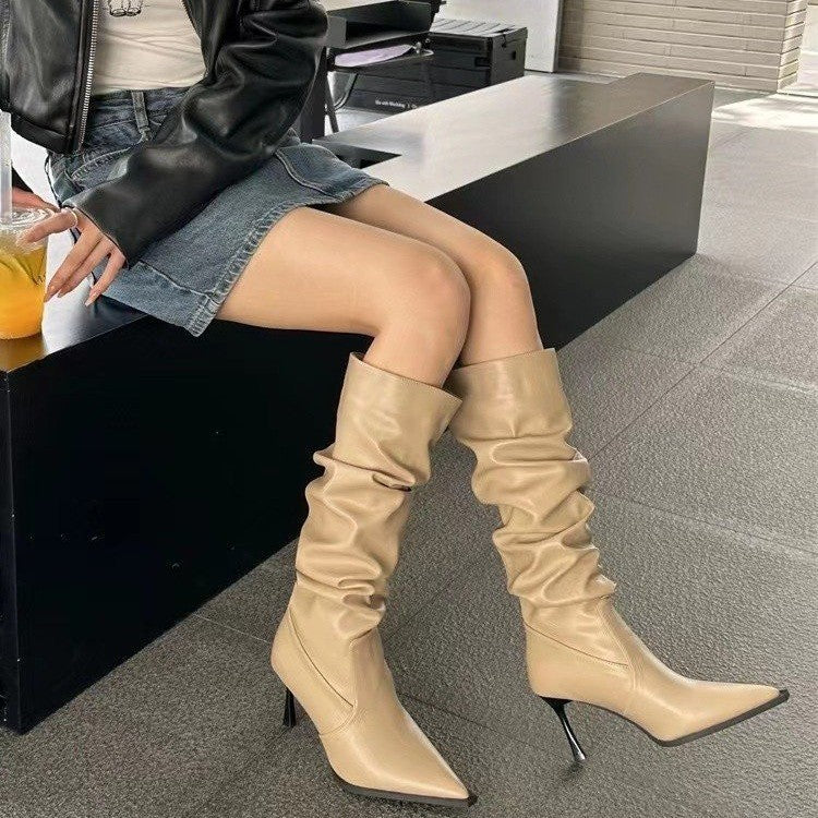 Sexy High Heels Women Fall Boots-boots-Khaki-35-Free Shipping Leatheretro