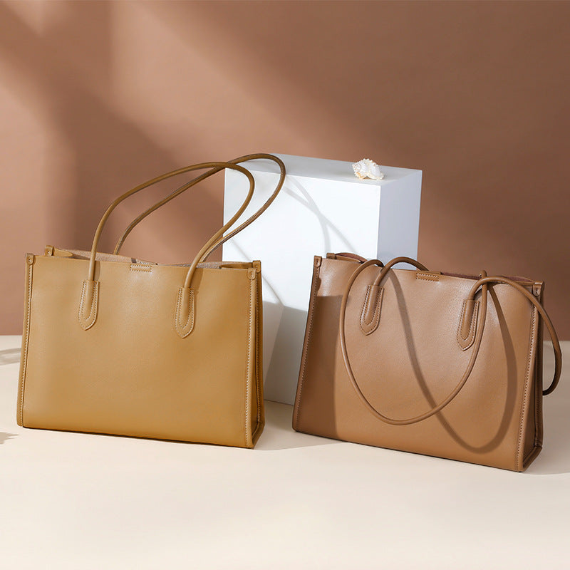 Women Genuine Leather Tote Bag Shoulder Purse with Large Capacity-Handbags-A-Free Shipping Leatheretro