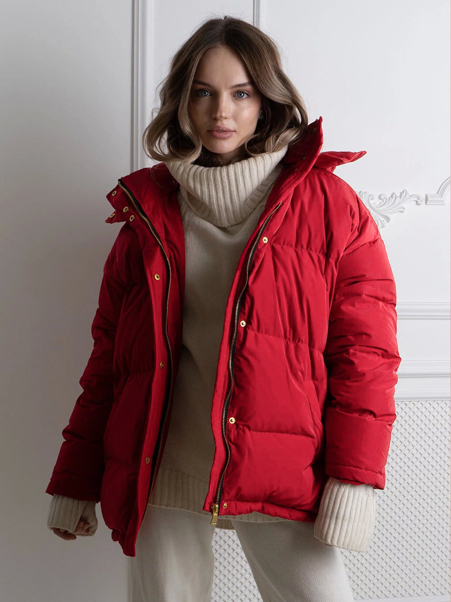 Casual Winter Zipper Cotton Jacket Coats for Women-Outerwear-White-S-Free Shipping Leatheretro