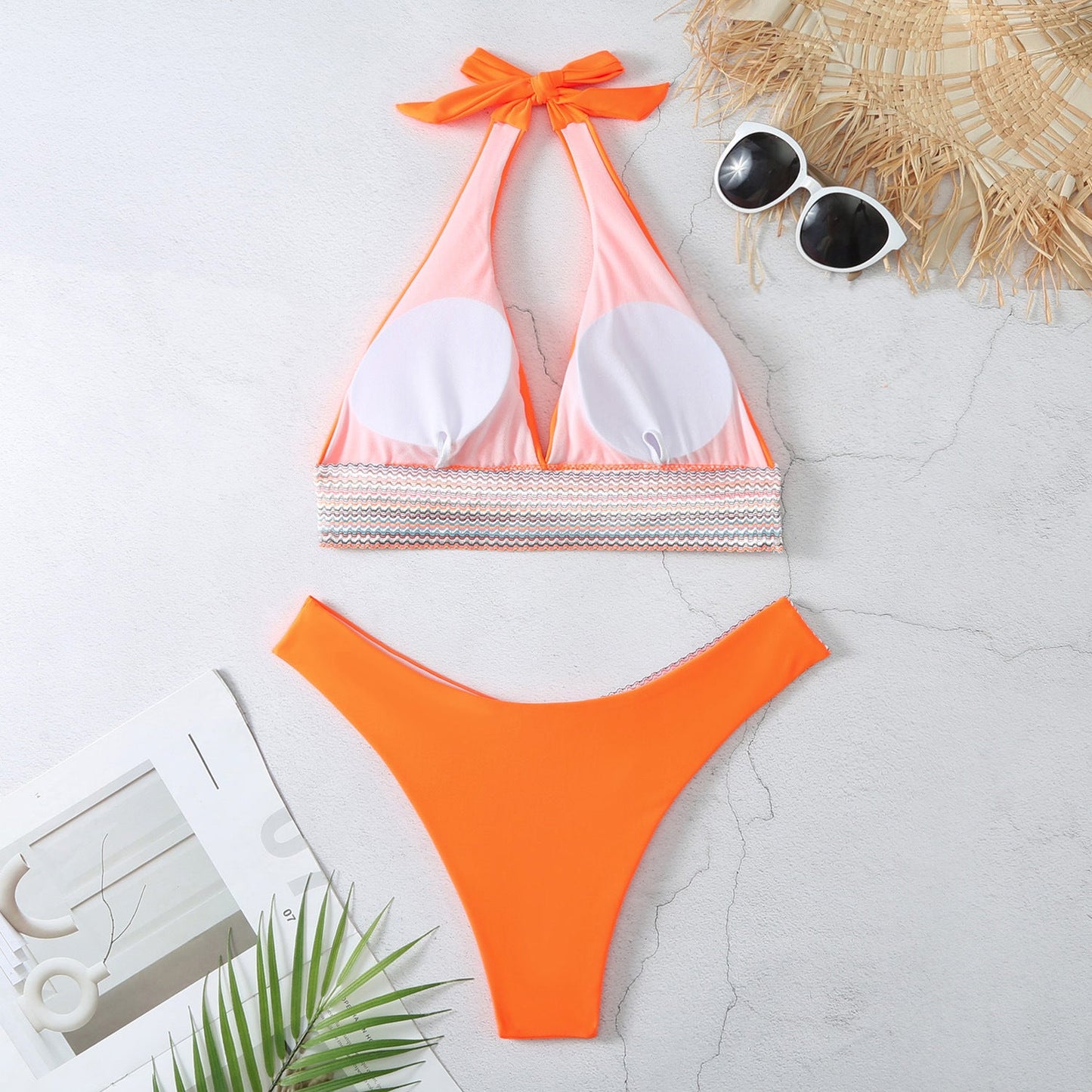 Sexy Halter Neckline Bikini Swimsuits-Swimwear-White-S-Free Shipping Leatheretro