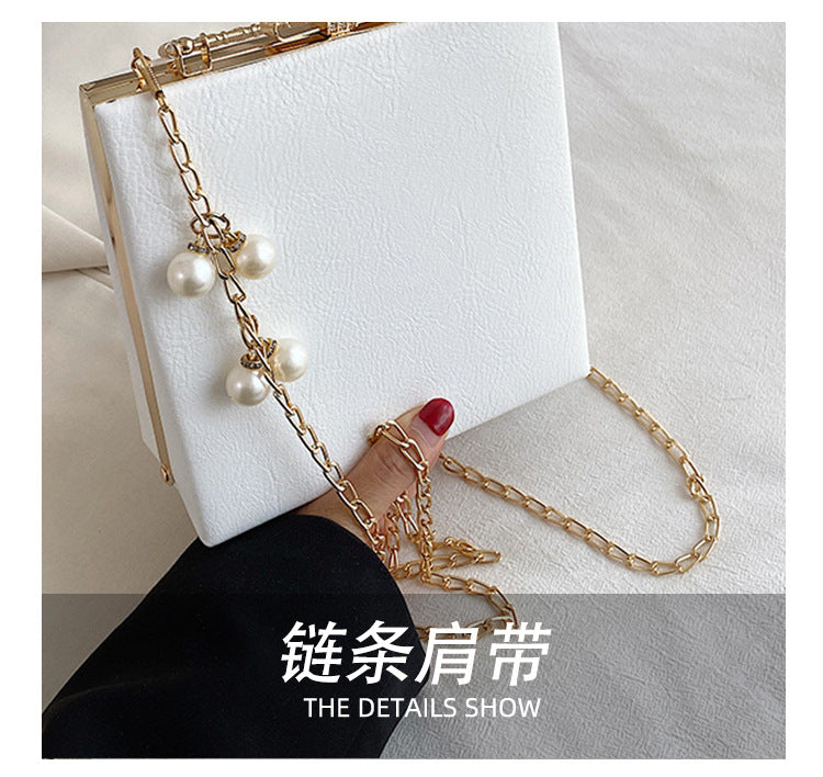 Fashion Women Pearl Design Chain Evening Party Clutch Bags-Handbags-Black Angel-Free Shipping Leatheretro