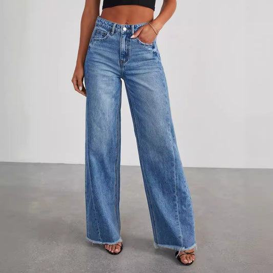 Casual Wide Legs Jeans for Women-Pants-Blue-S-Free Shipping Leatheretro