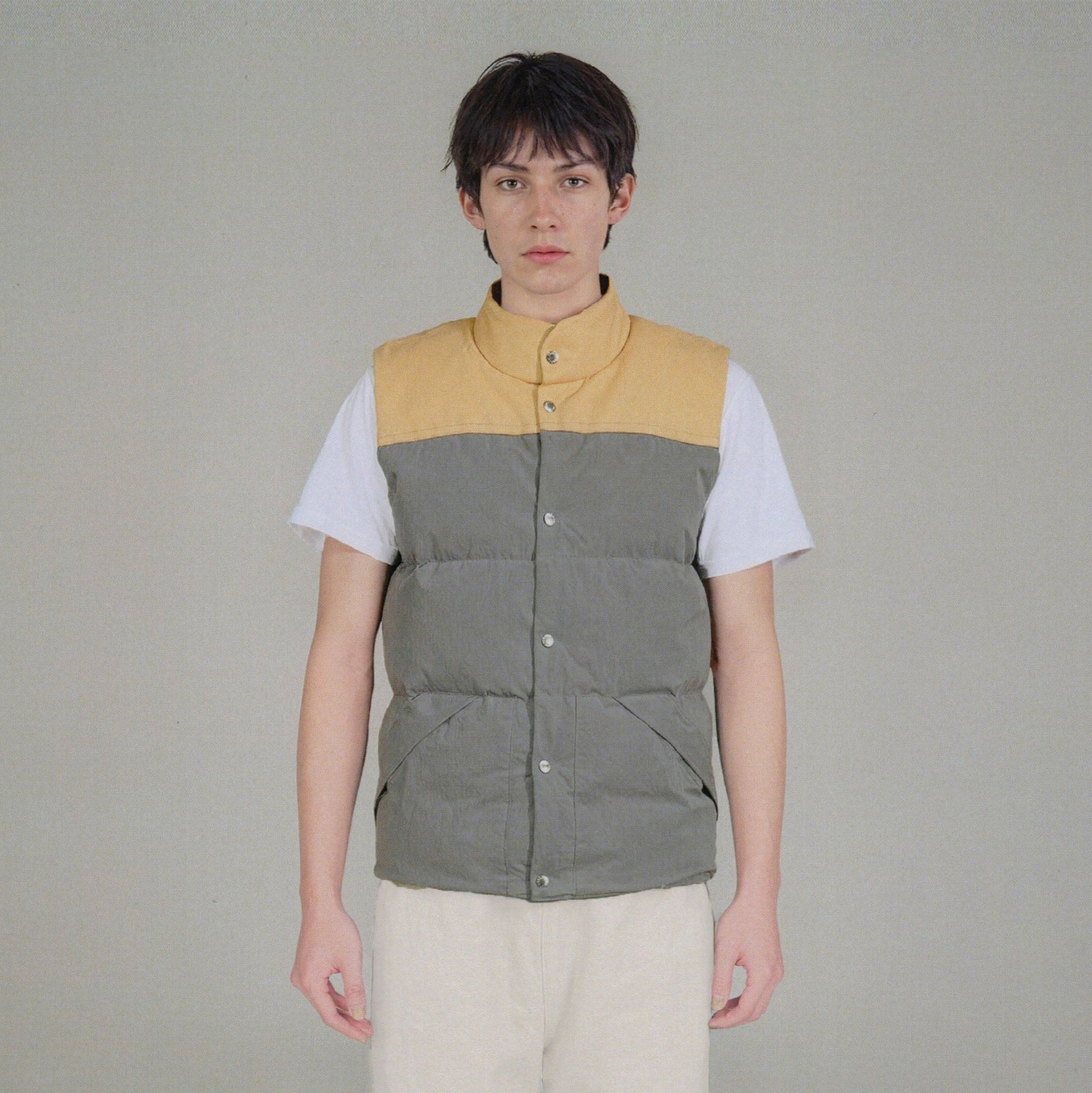 URBAN+FOREST Contrast Down Puffer Vest-Vest-S (Preorder)-Gray-Free Shipping Leatheretro