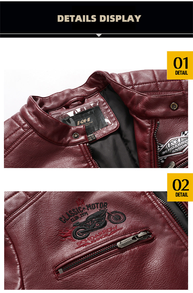 Men's Motorcycle Racing Faux Leather Jacket-red-EUR S-Free Shipping Leatheretro