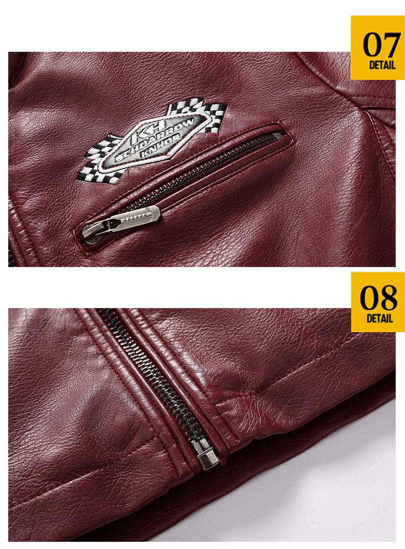 Men's Motorcycle Racing Faux Leather Jacket-red-EUR S-Free Shipping Leatheretro