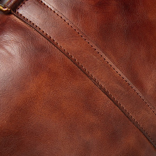 Vintage Genuine Vegetable Tanned Leather Duffle Bag-Duffle Bag-Vege Tanned-Black-50cm*20cm*28cm-Free Shipping Leatheretro