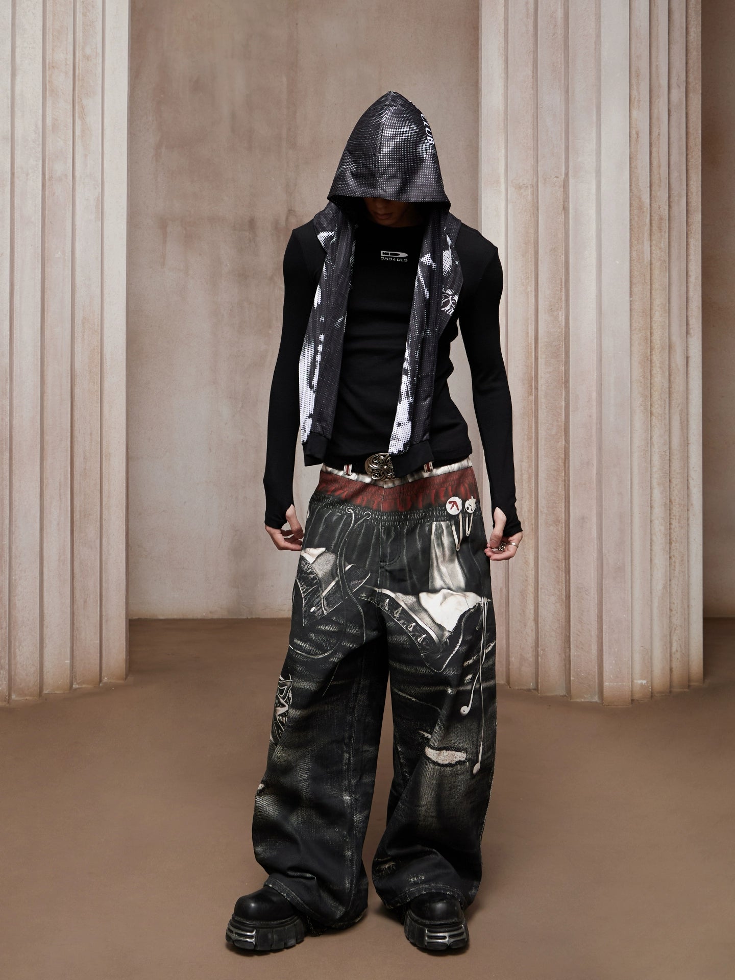 DND4DES Men's Long Sleeve T-Shirt - Ribbed Stretch Fit-Black-S-Free Shipping Leatheretro