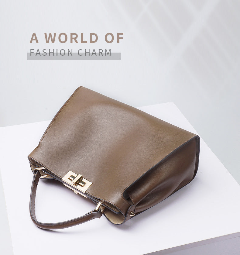 Genuine Leather Large Women’s Crossbody & Handbag-Handbags-Black King Size 39-Free Shipping Leatheretro