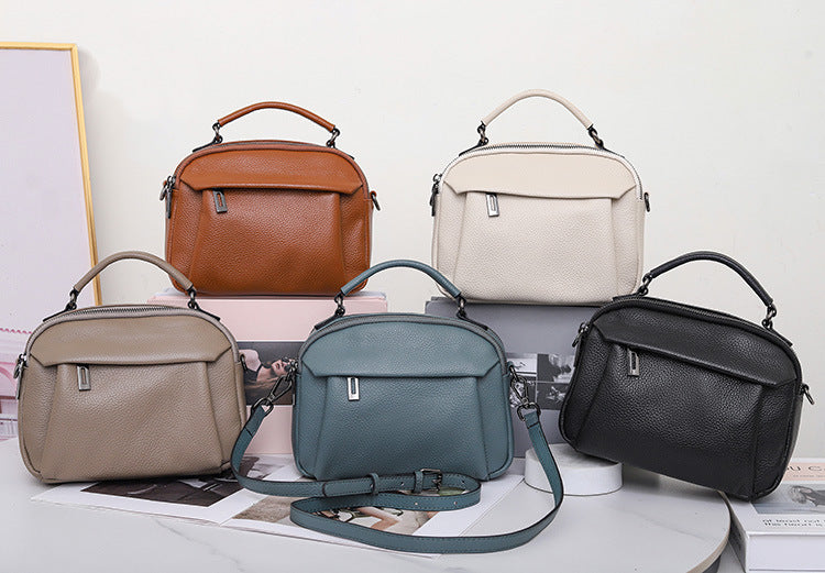 Genuine Leather Women's Handbag-black-22CM*8CM*17CM-Free Shipping Leatheretro