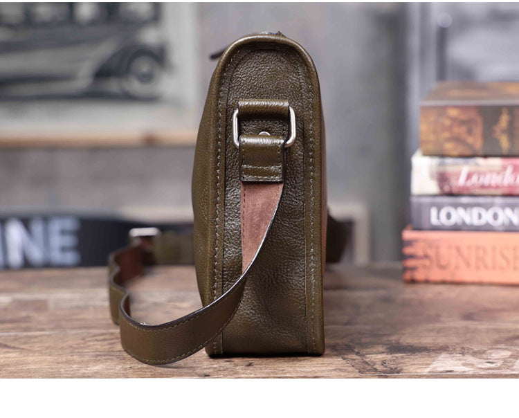 Men's Vintage Messenger Bag - Handmade Full-Grain Vegetable-Tanned Leather Messenger Bag-Messenger Bags-Coffee-Free Shipping Leatheretro