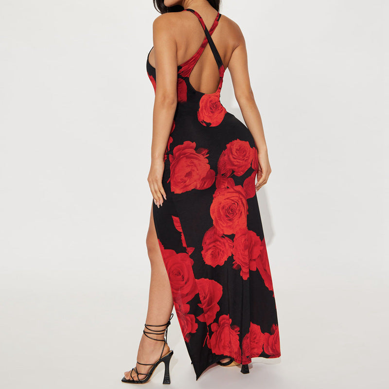 Fashion Split Front Summer Long Dresses-Dresses-Red-S-Free Shipping Leatheretro