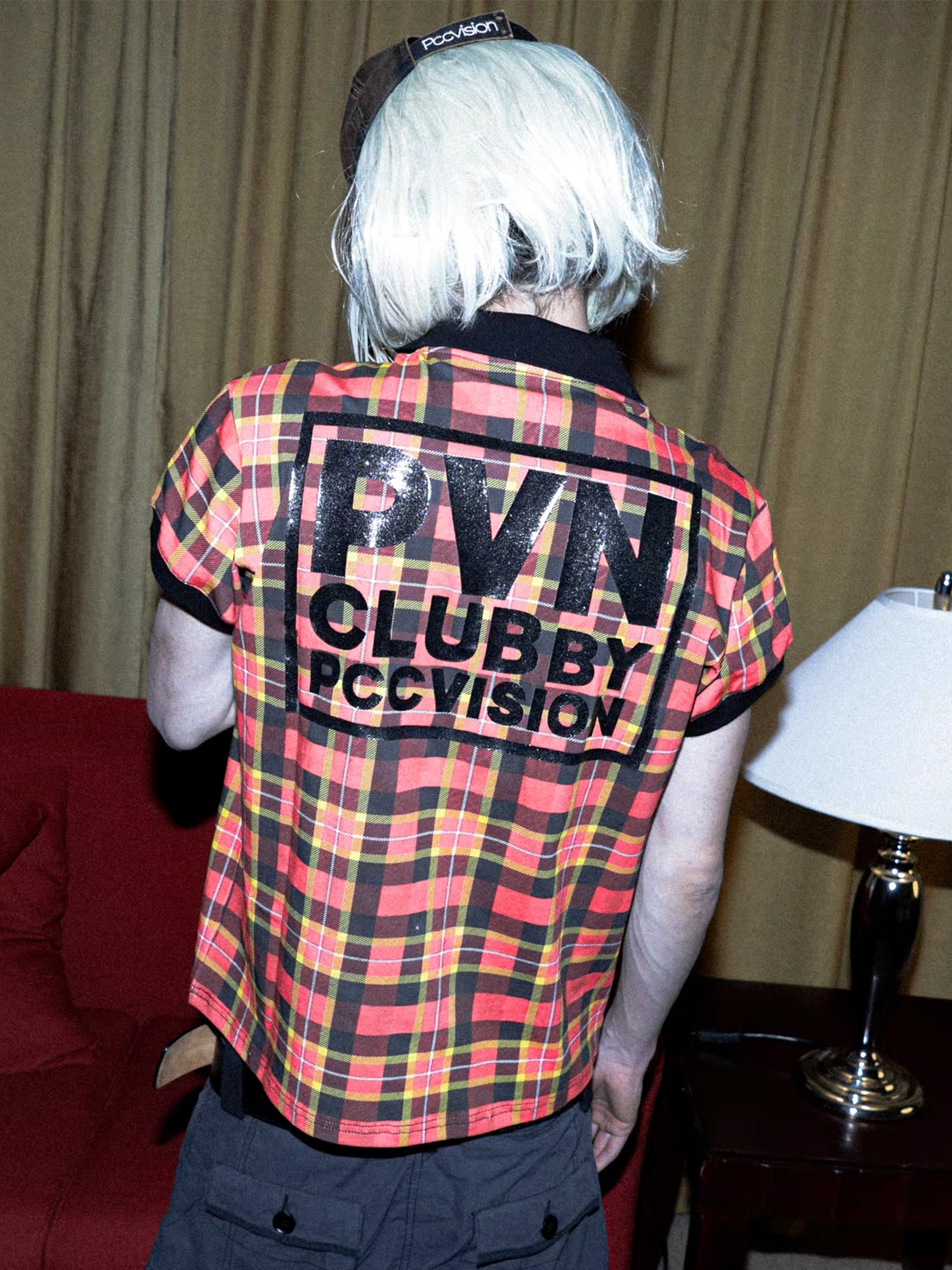 PCCVISION Plaid Glitter Graphic Polo T Shirt-T Shirt-S (Preorder)-Free Shipping Leatheretro