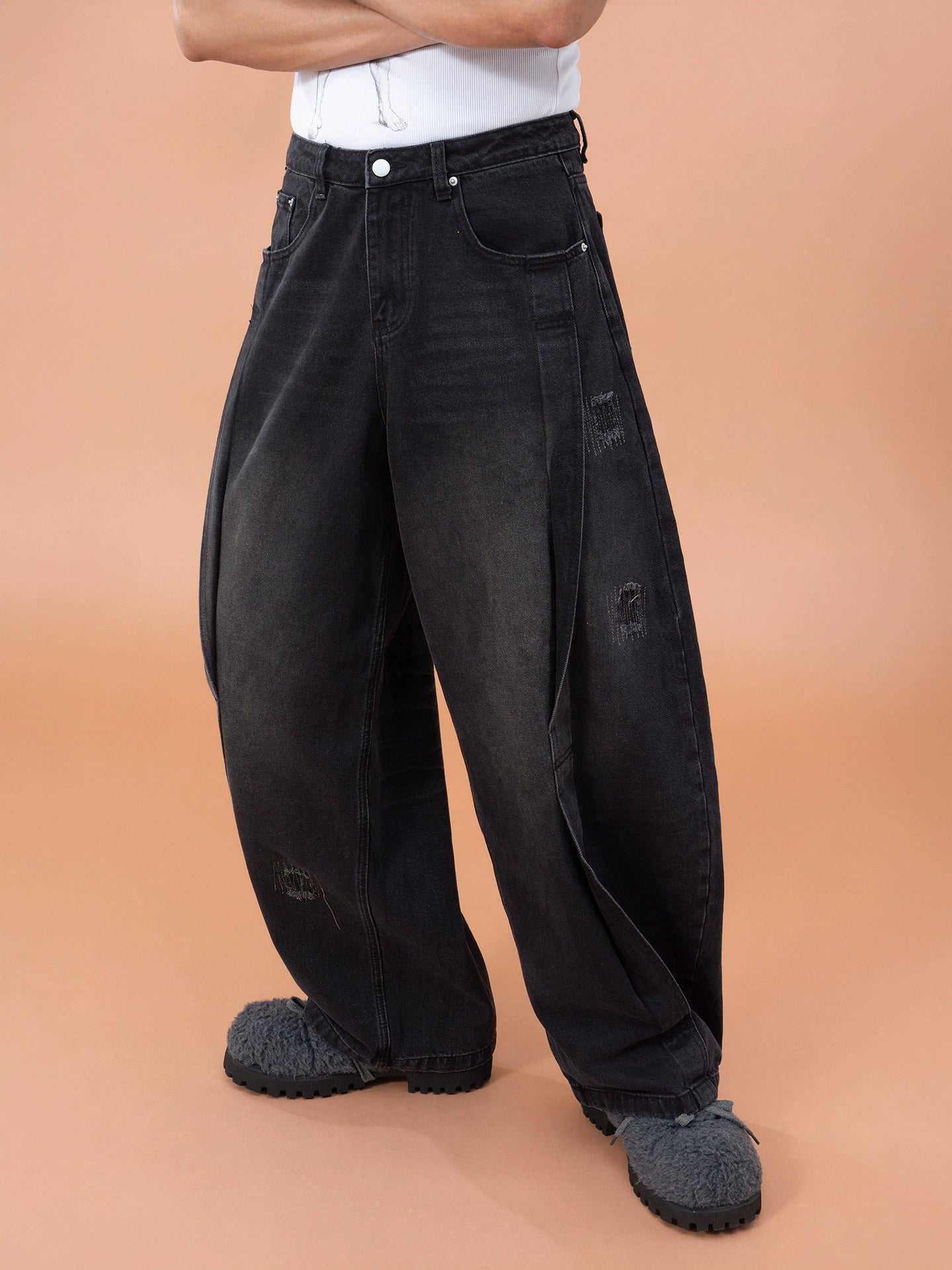 CLP Men's Distressed Cargo Jeans-Blue-M-Free Shipping Leatheretro