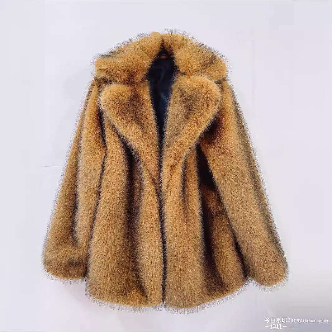 Fashion Faux Fur Winter Overcoats-Coats & Jackets-Brown-S-Free Shipping Leatheretro