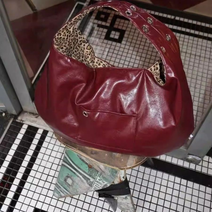 Leopard Print Large Capacity Reversible Tote Bag-Wine Red-Free Shipping Leatheretro