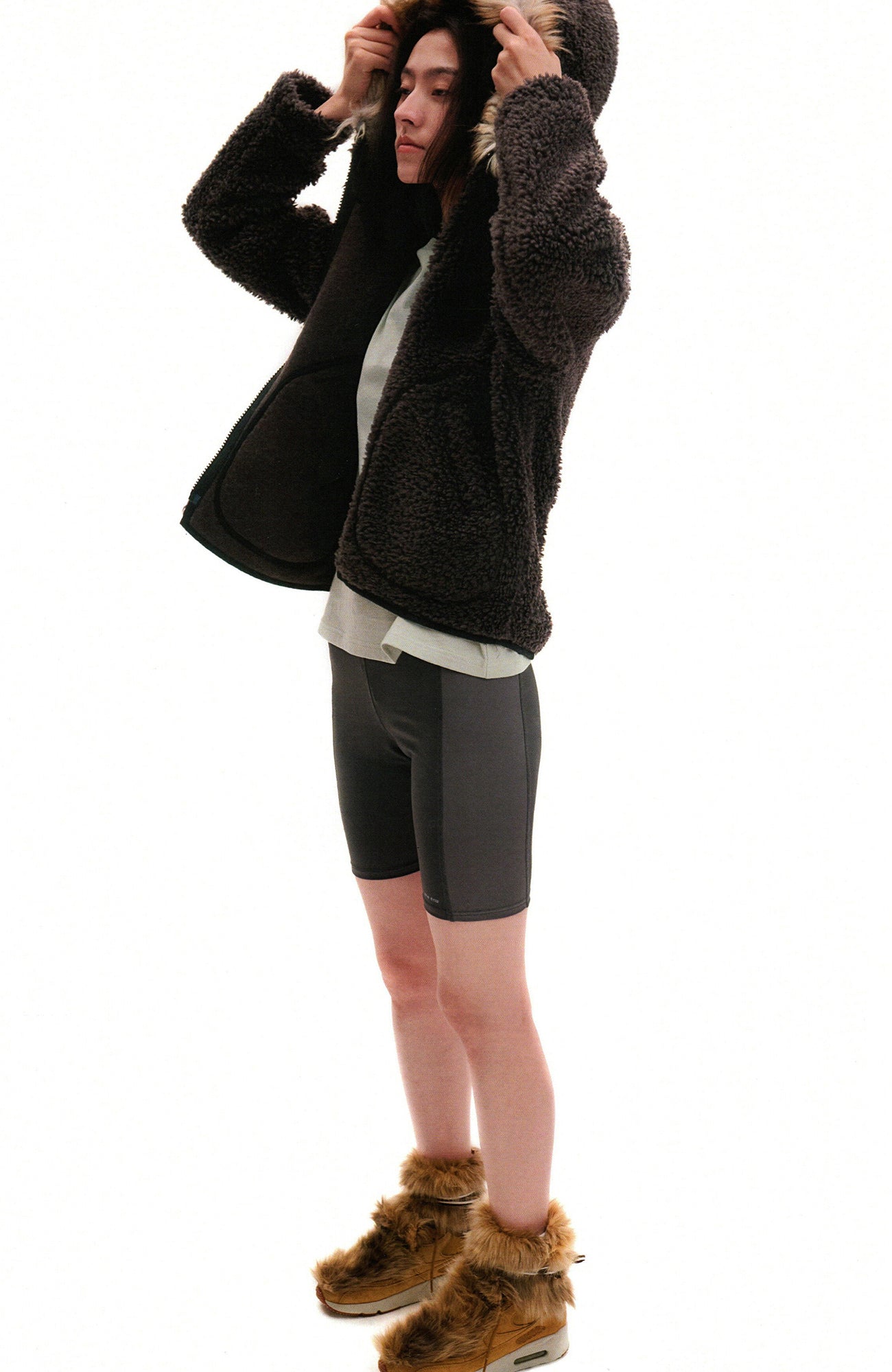 URBAN+FOREST Faux Fur Trim Sherpa Wool-Blend Hooded Jacket-Jacket-S-Beige-Free Shipping Leatheretro