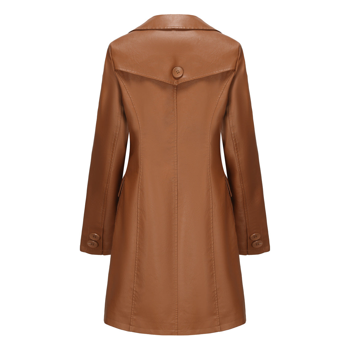 Women Long Sleeves Faux Leather Coat-black-S-Free Shipping Leatheretro